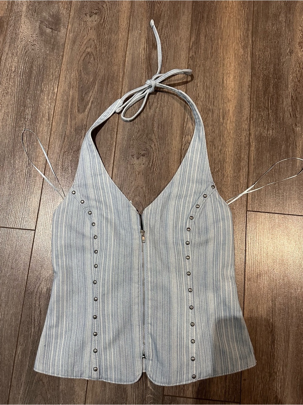 Pull&Bear Light Blue Striped Halter Camisole